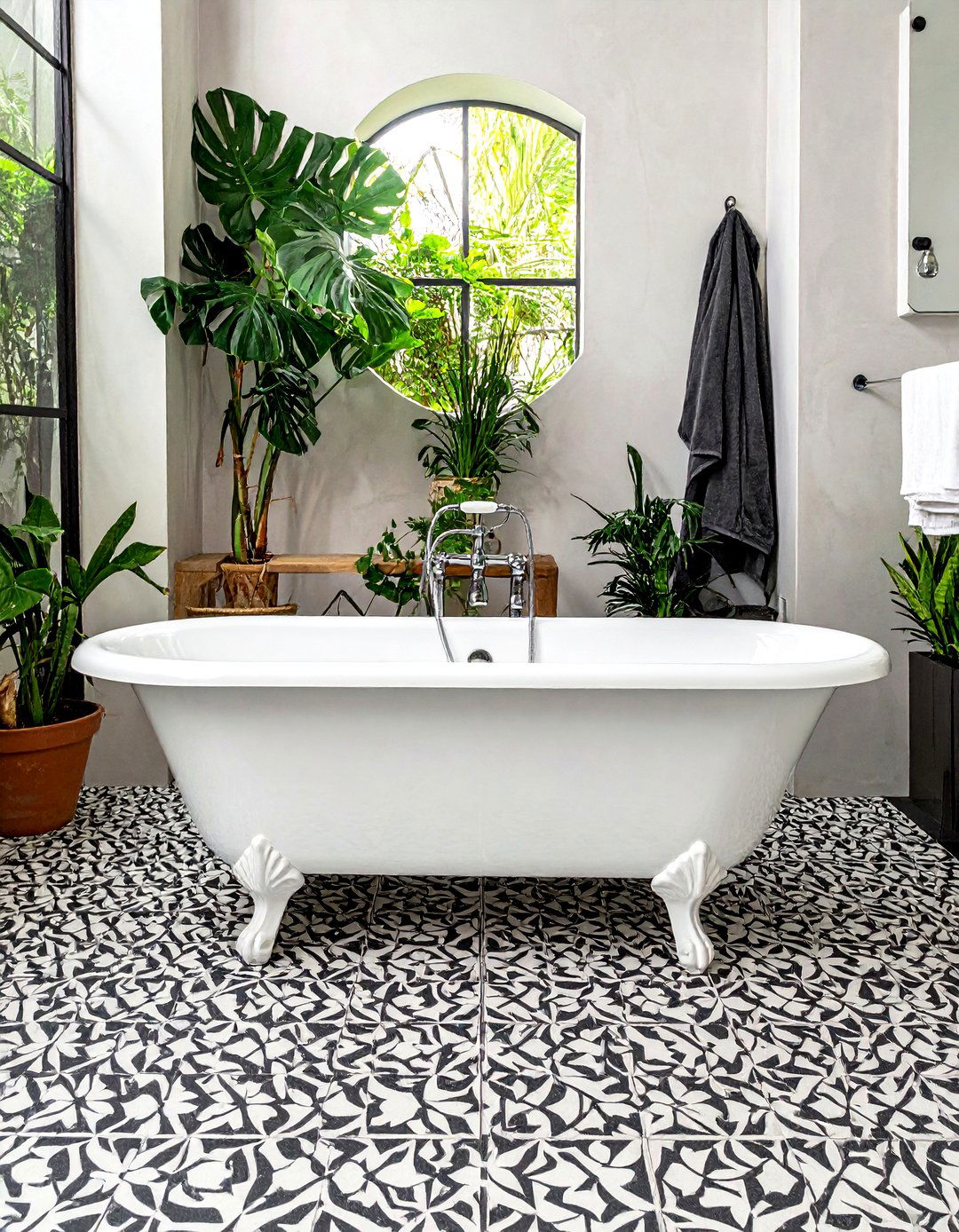 Stenciled concrete floor - 30 bathroom weekend project ideas