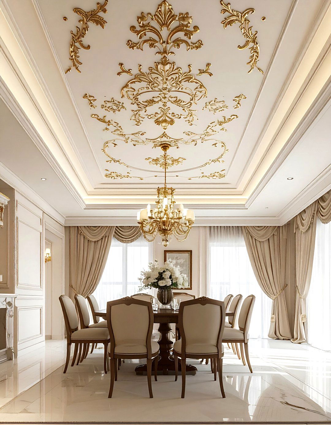 Stenciled dining room ceiling - 30 dining room ceiling design ideas