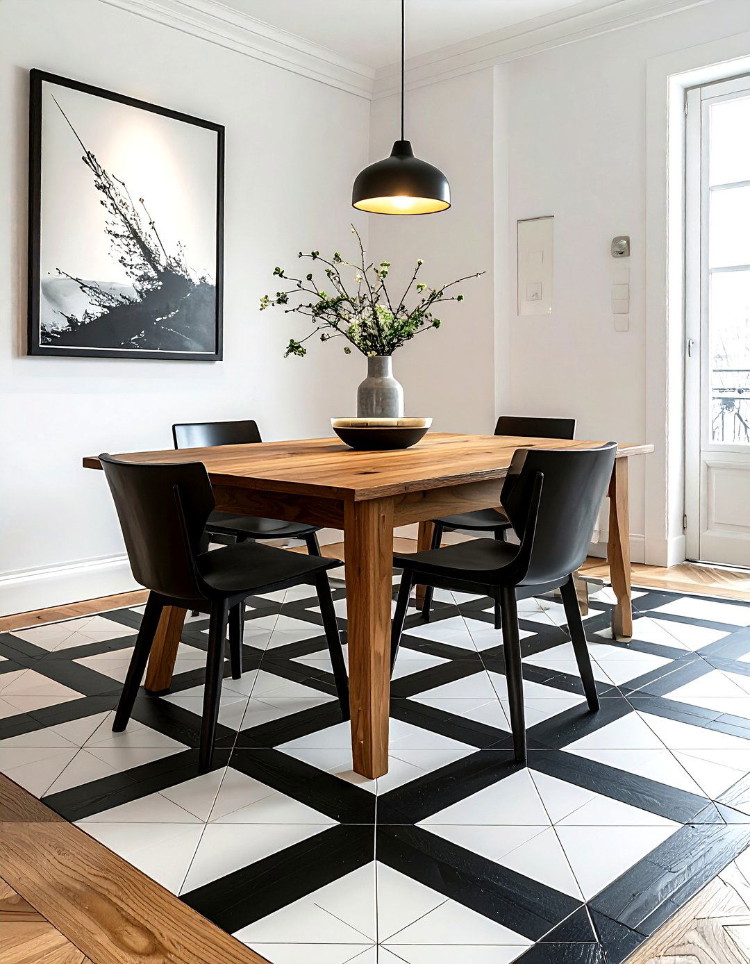 Stenciled floor - 30 weekend dining room project ideas