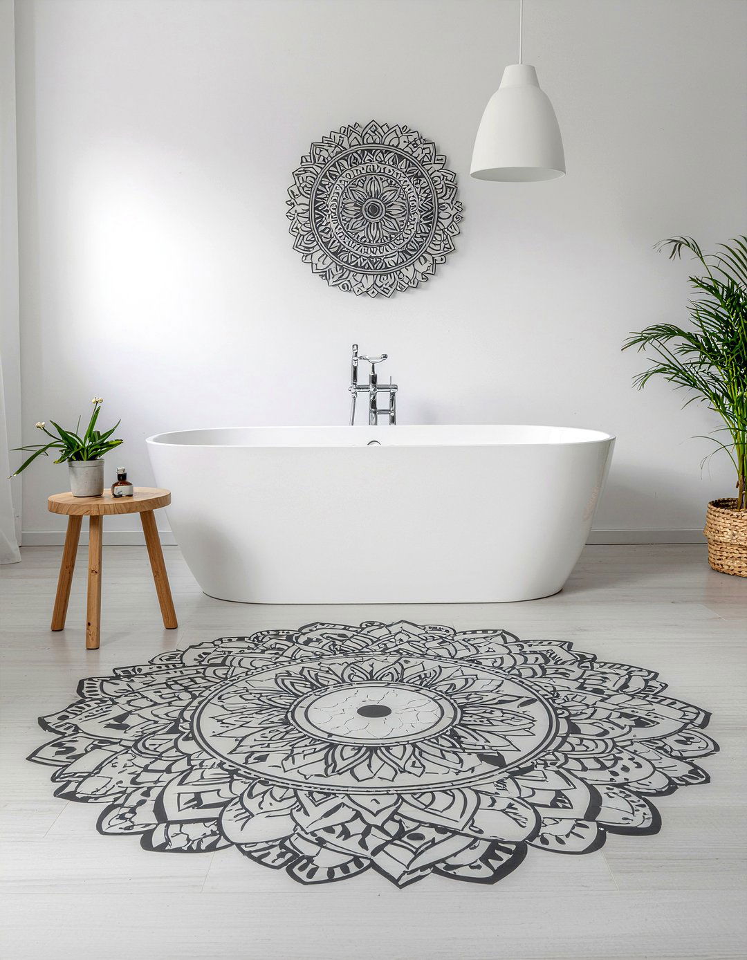 Stenciled floor bathroom - 30 bathroom floor ideas