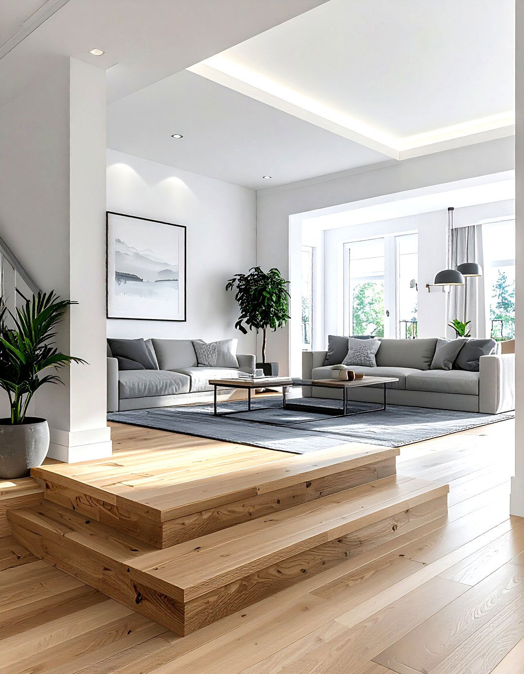 Step Down Living Area - 30 living room transition ideas