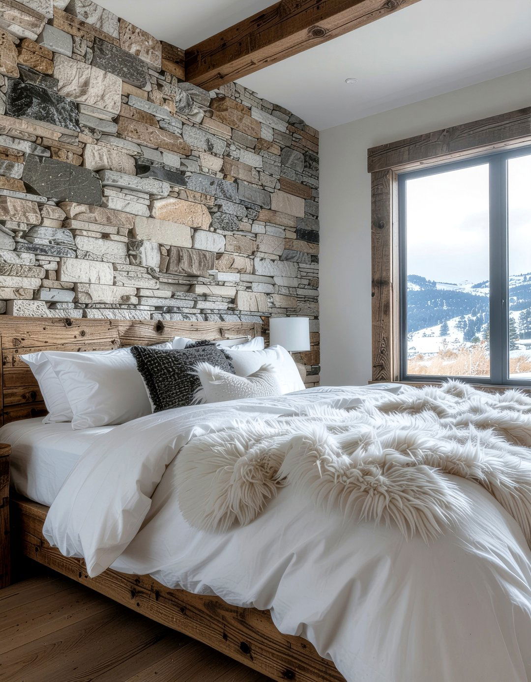 Stone Accent Wall - 30 textured bedroom ideas
