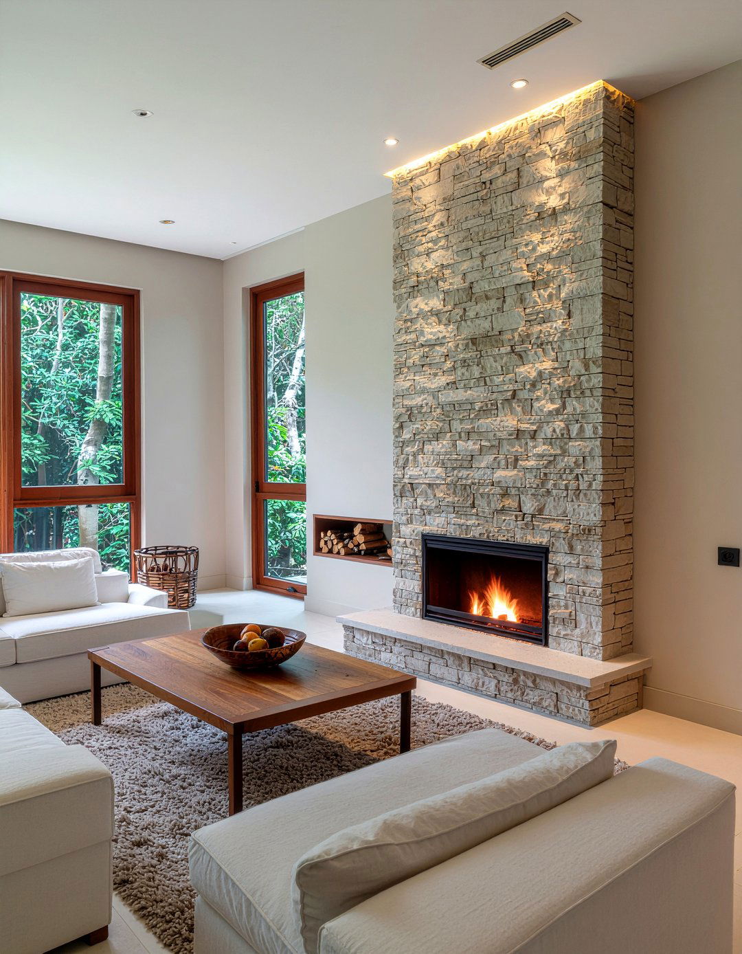 Stone Accent Walls - 30 tropical living room ideas