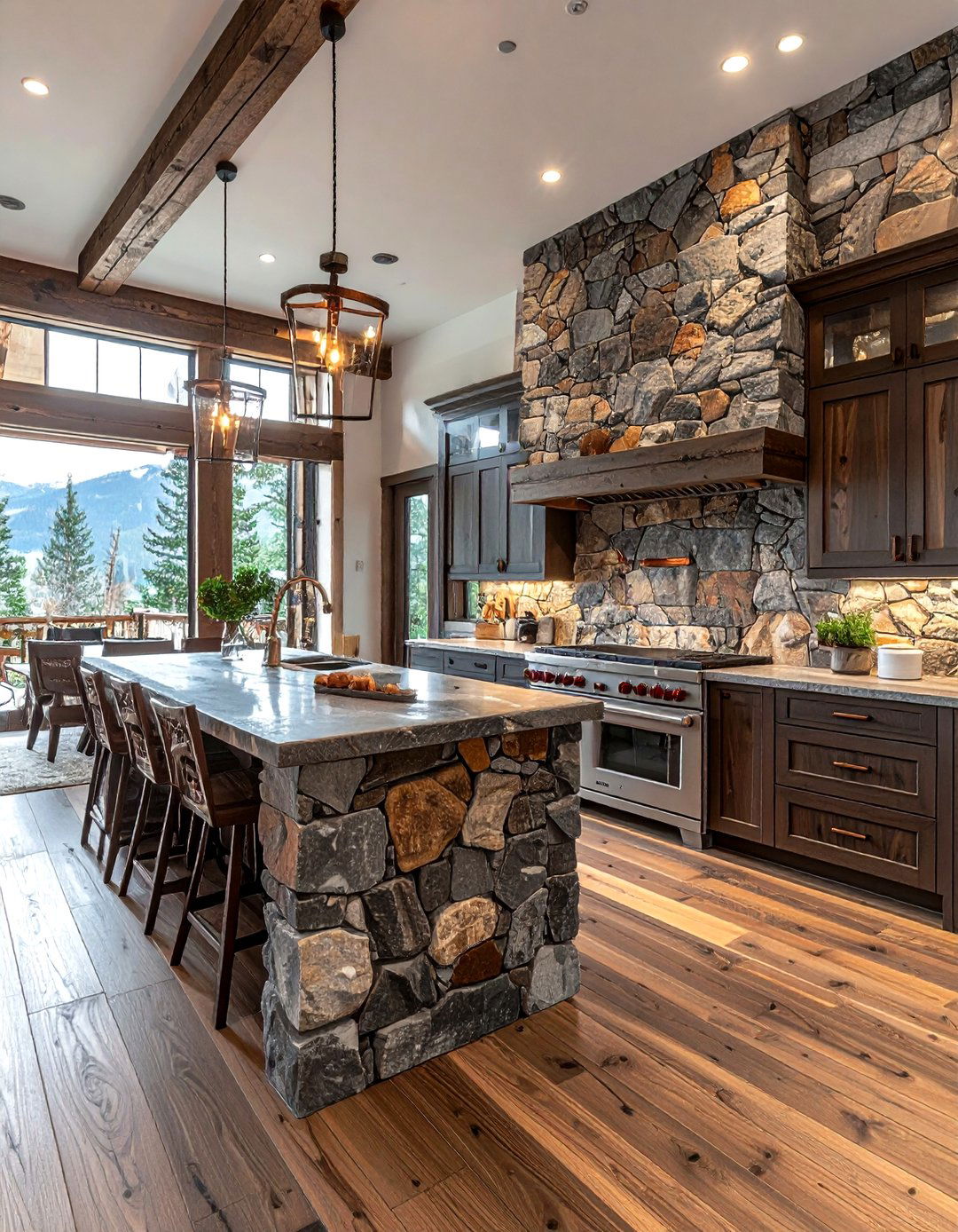 Stone Backsplash For Cabin - 30 cabin kitchen ideas