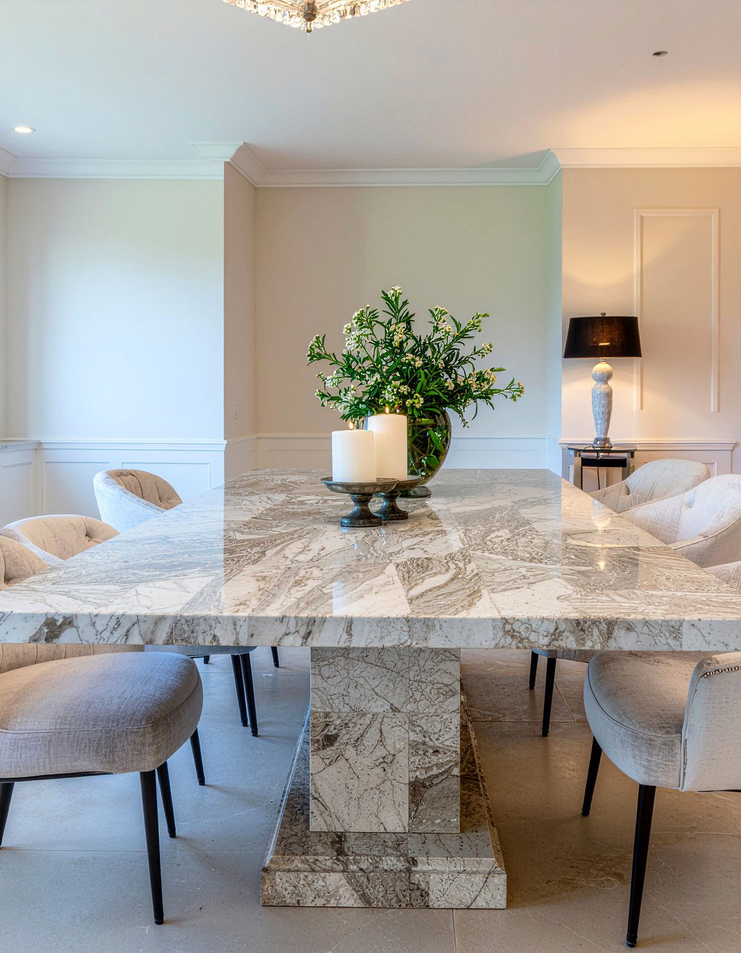 Stone Base Candlelight Dining Table - 30 candlelit dining room ideas