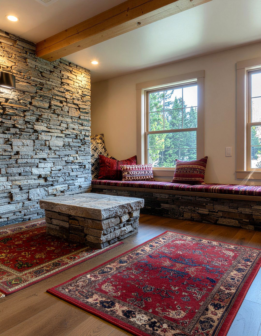 Stone Conversation Pit - 30 living room conversation pit ideas