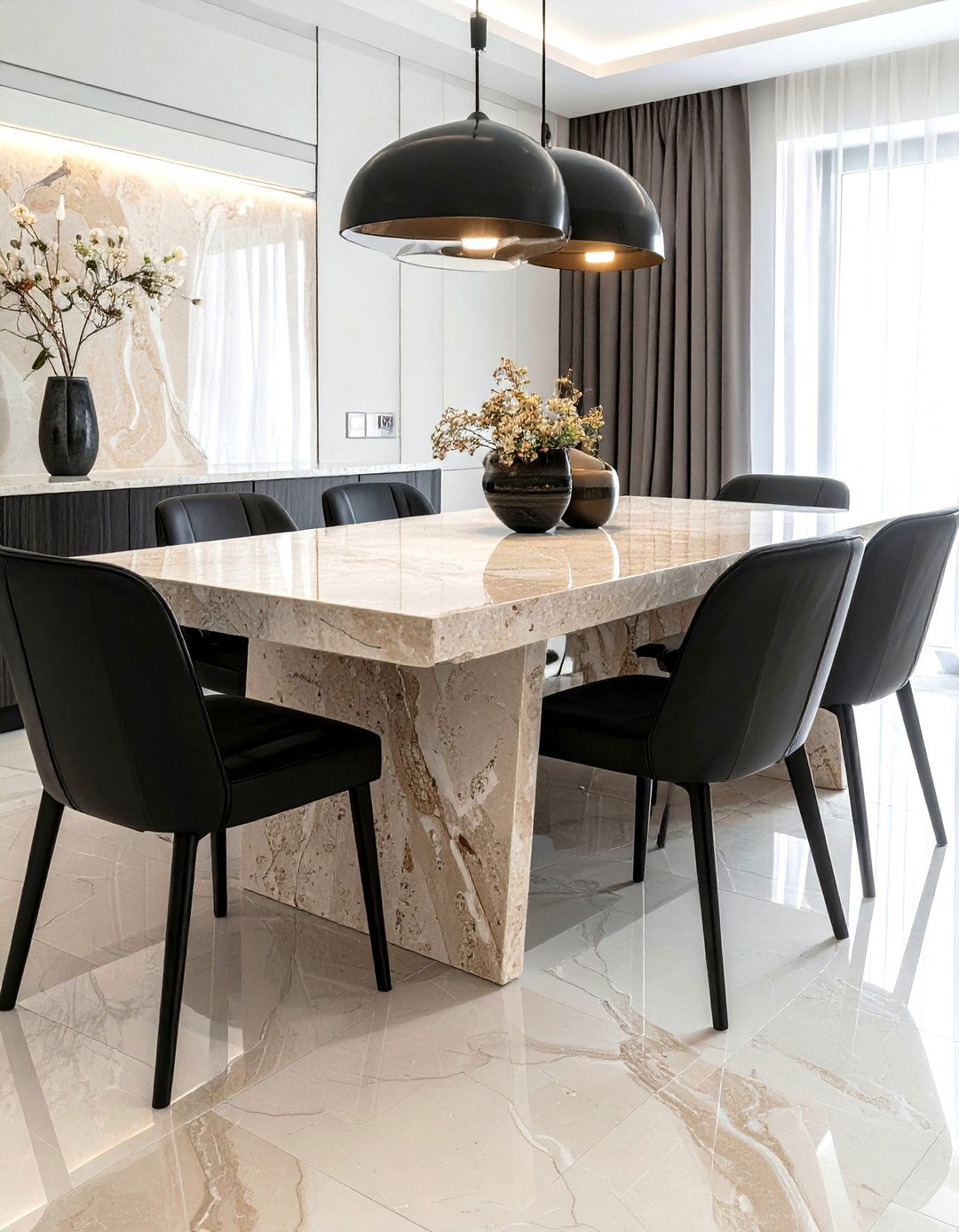 Stone Dining Table - 30 wellness dining room ideas