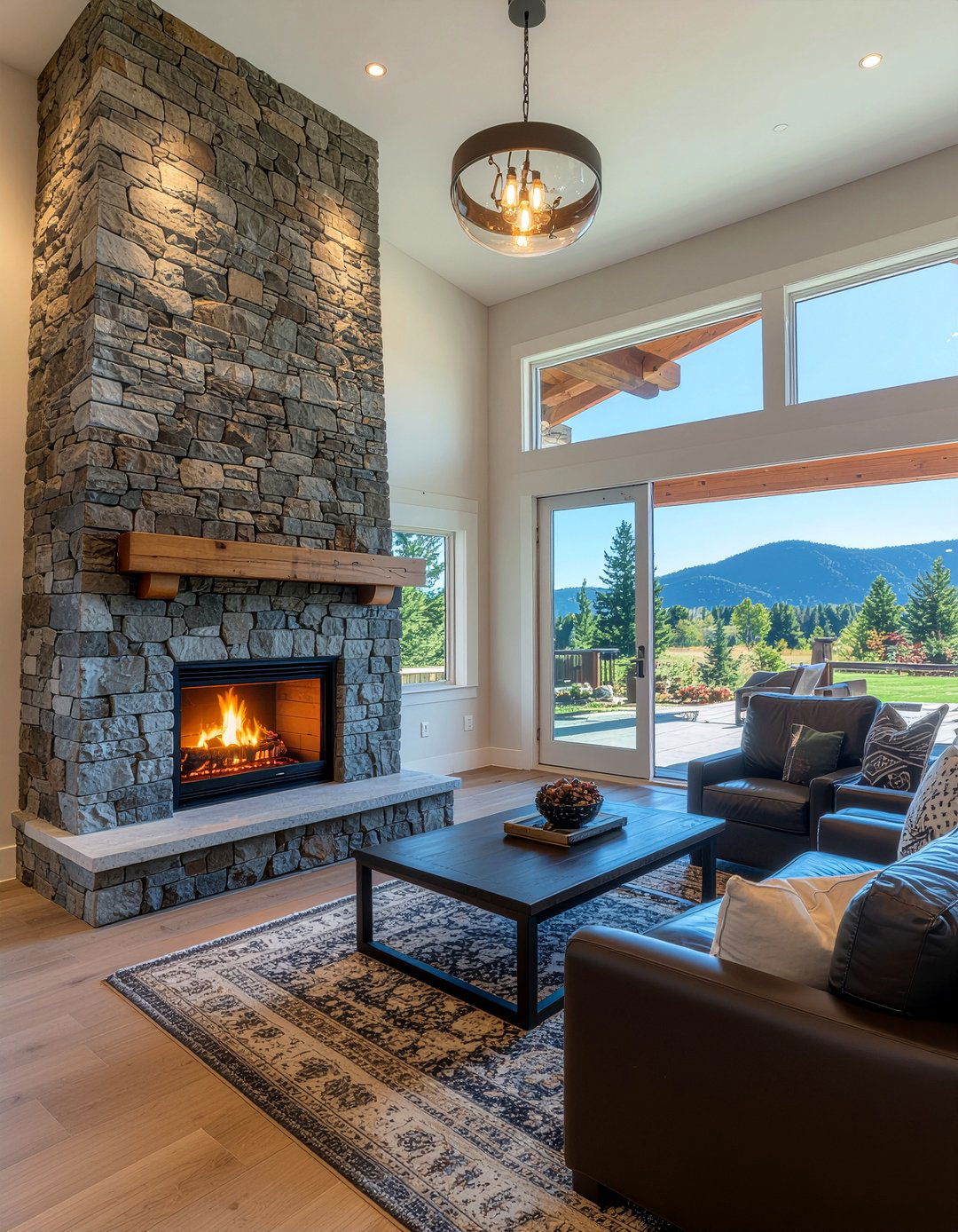 Stone Fireplace - 30 calming living room ideas