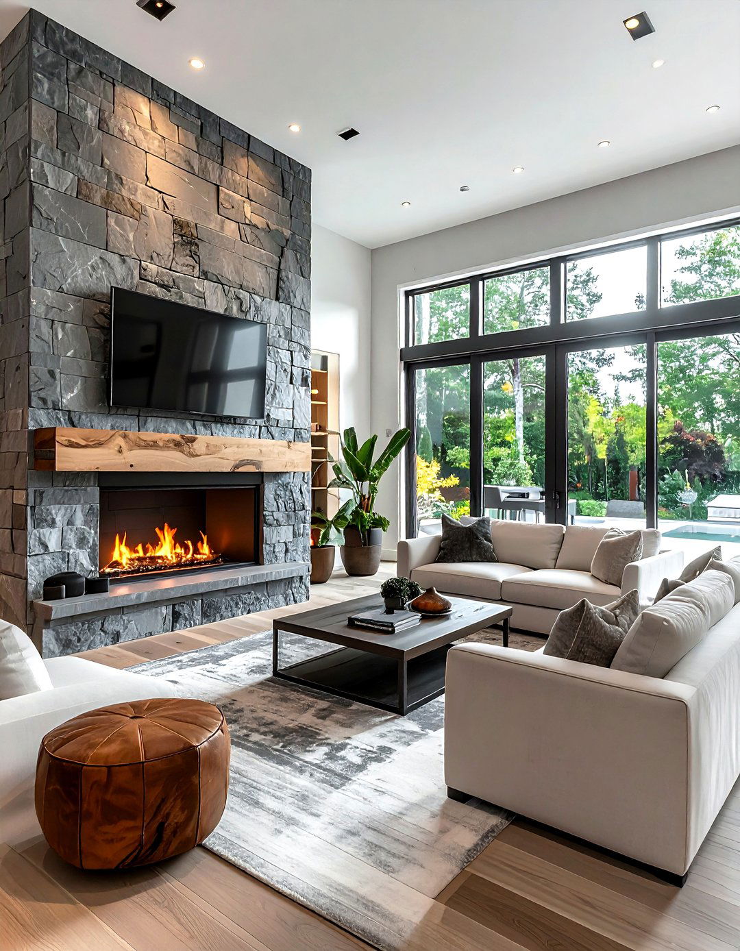 Stone Fireplace - 30 dramatic decor ideas