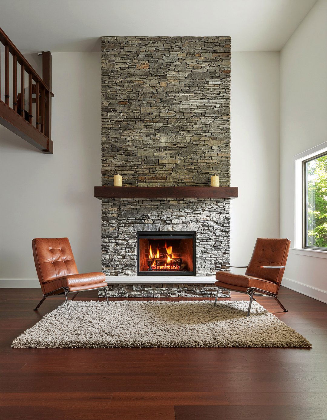 Stone Fireplace - 30 masculine living room ideas