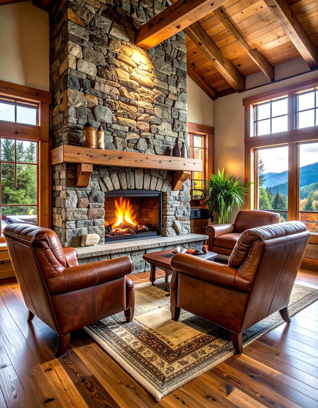 Stone Fireplace Focal Point - 30 ski chalet living room ideas