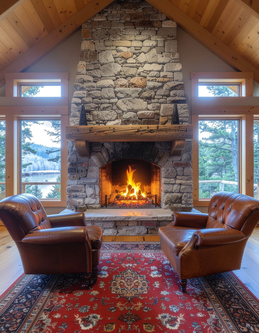 Stone Fireplace Lounge - 30 retreat living room ideas