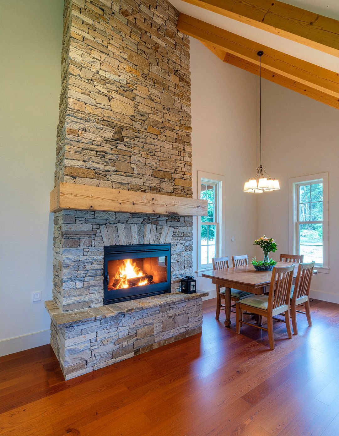Stone Fireplace Surround - 30 country dining room ideas
