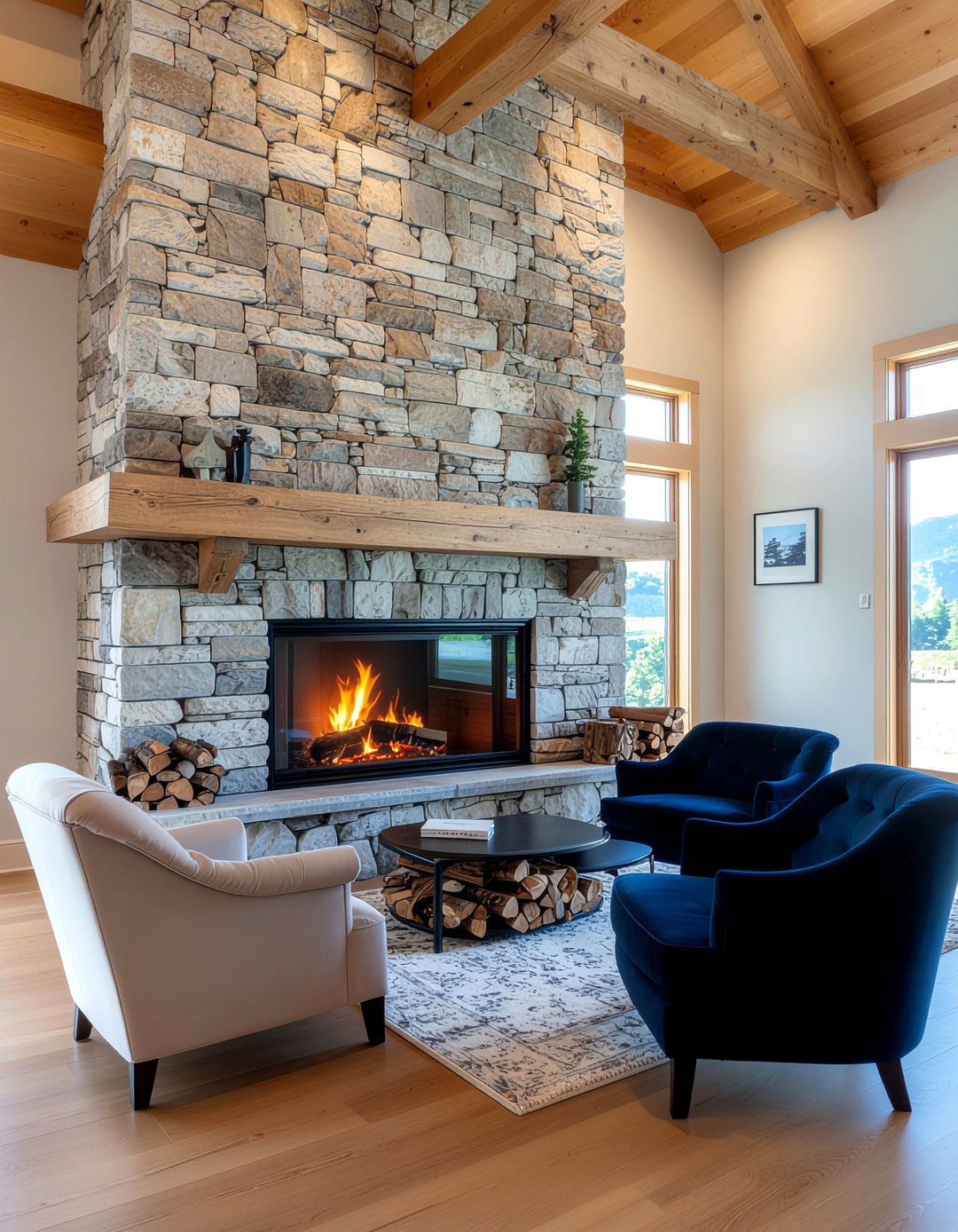 Stone Fireplace - 30 cabin style living room ideas