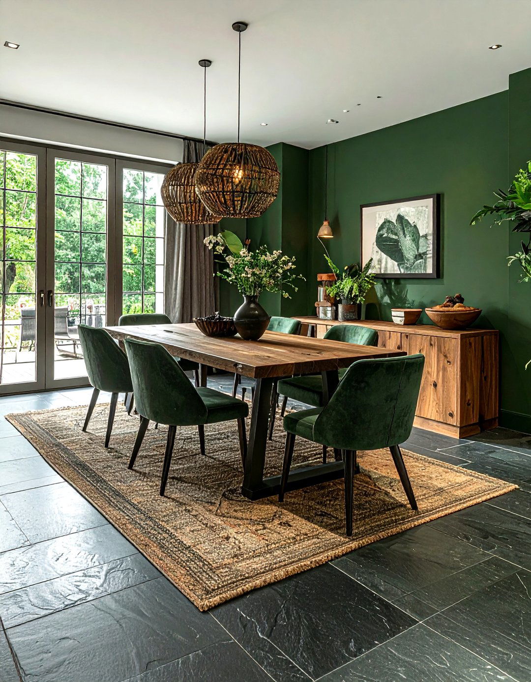 Stone Floor Tiles - 30 forest green dining room ideas