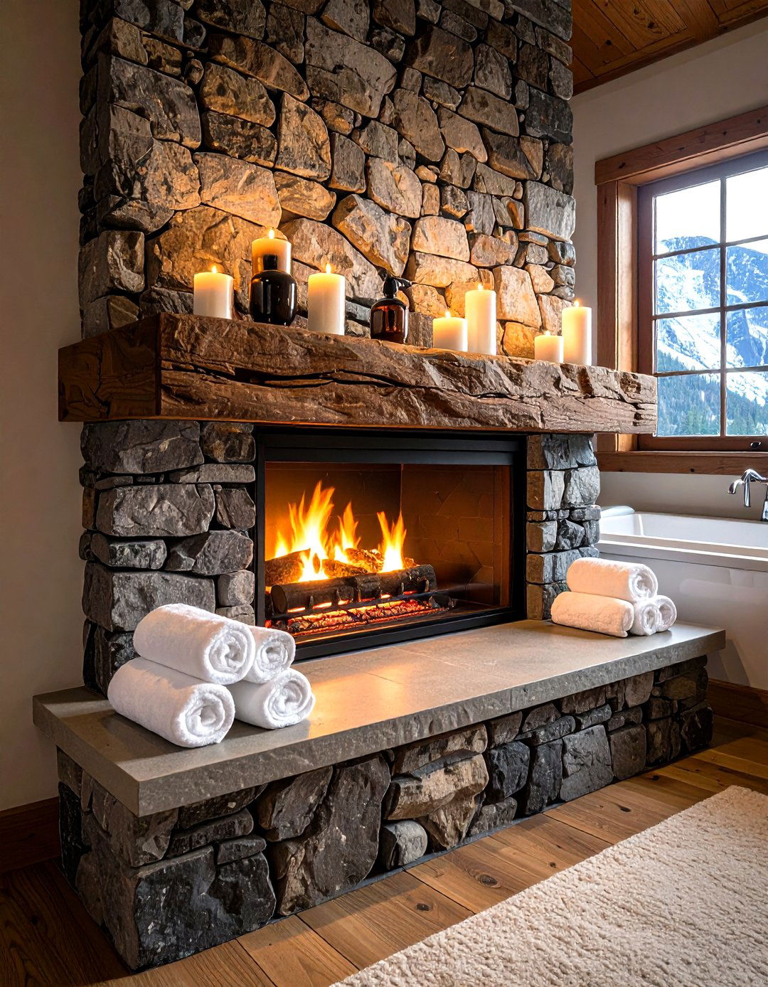 Stone Hearth Bathroom Fireplace - 30 bathroom with fireplace ideas
