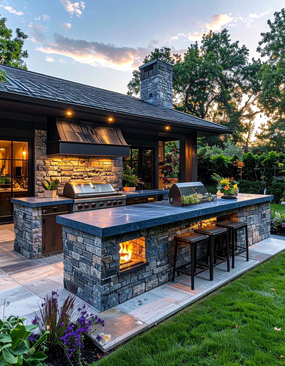 Stone Outdoor Kitchen - 30 backyard kitchen ideas