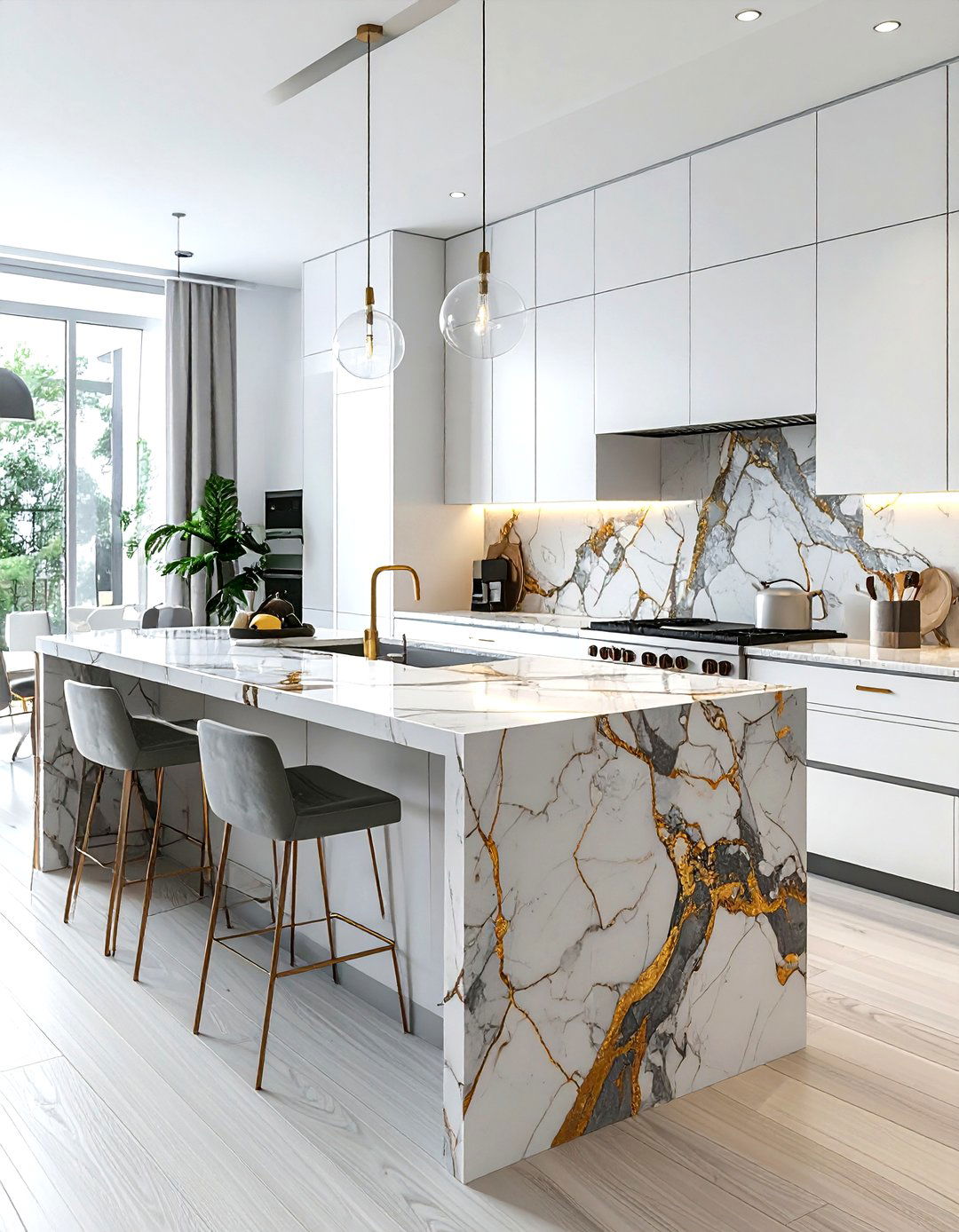 Stone Slab Backsplash - 30 luxury kitchen ideas