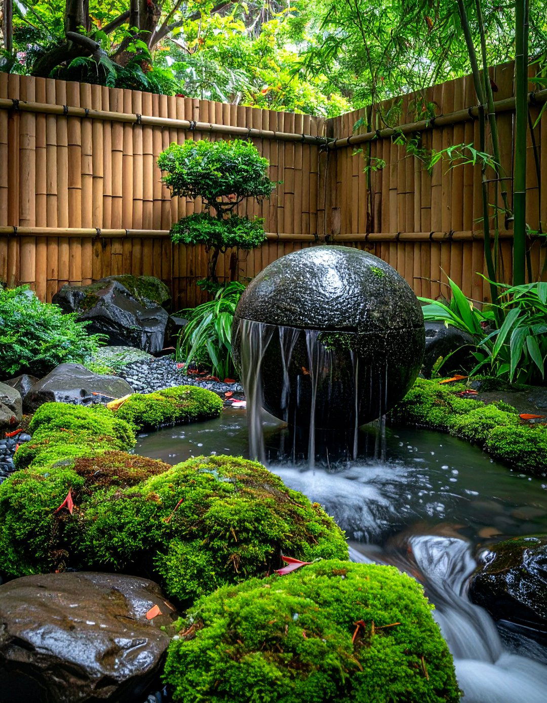 Stone Sphere Fountain - 30 orb decor ideas