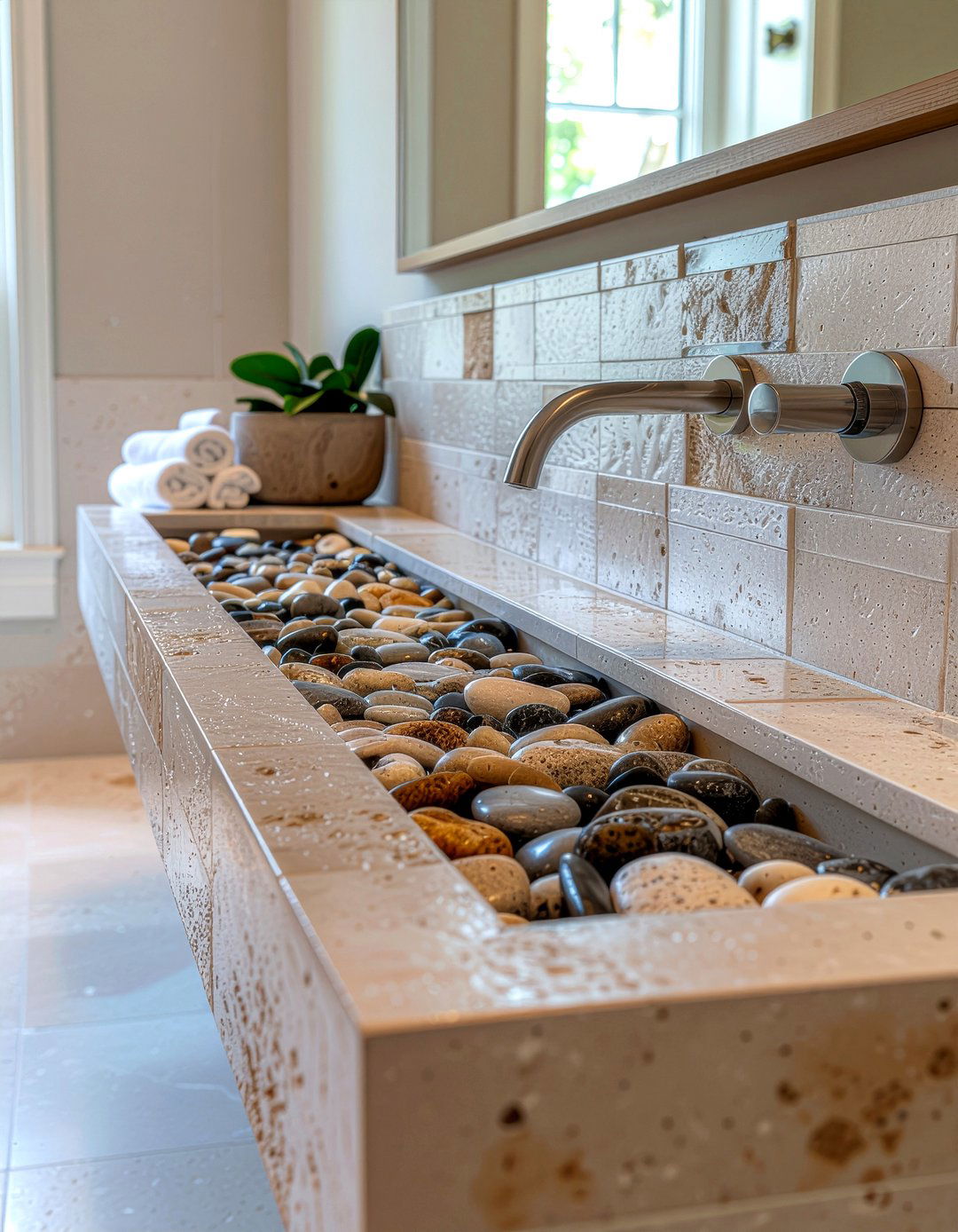 Stone Tile Bathroom Sink - 30 river rock bathroom ideas