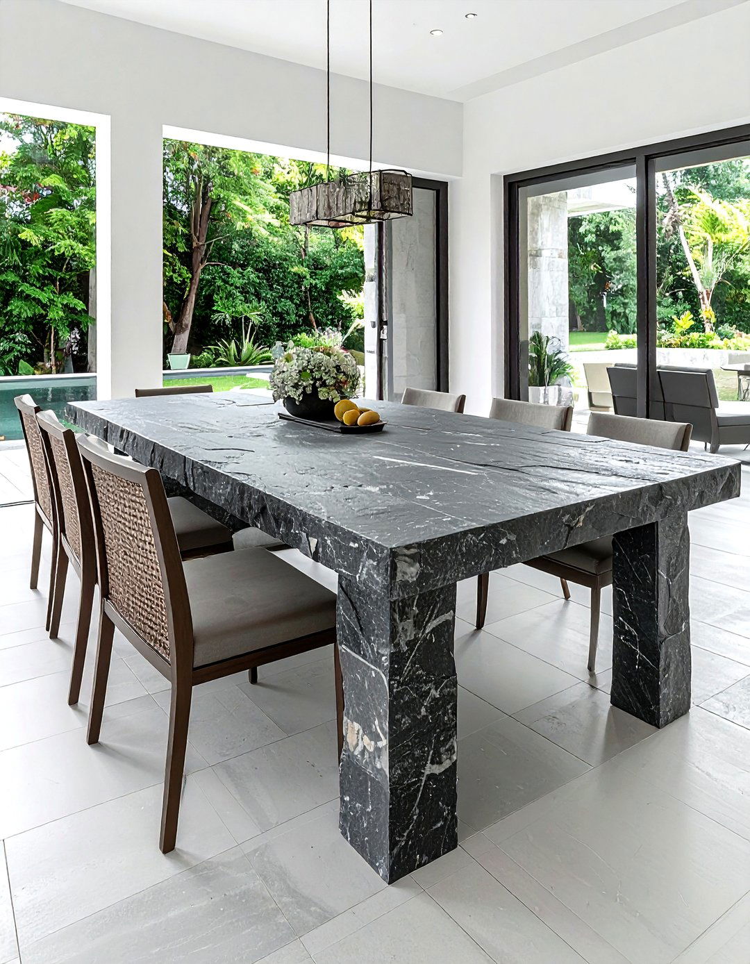 Stone Top Dining Table - 30 rectangular dining table ideas