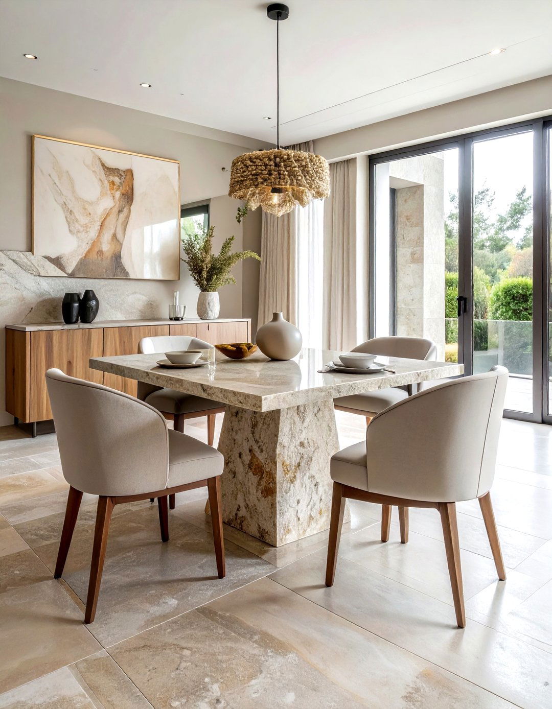 Stone Top Pedestal Table - 30 pedestal dining table ideas