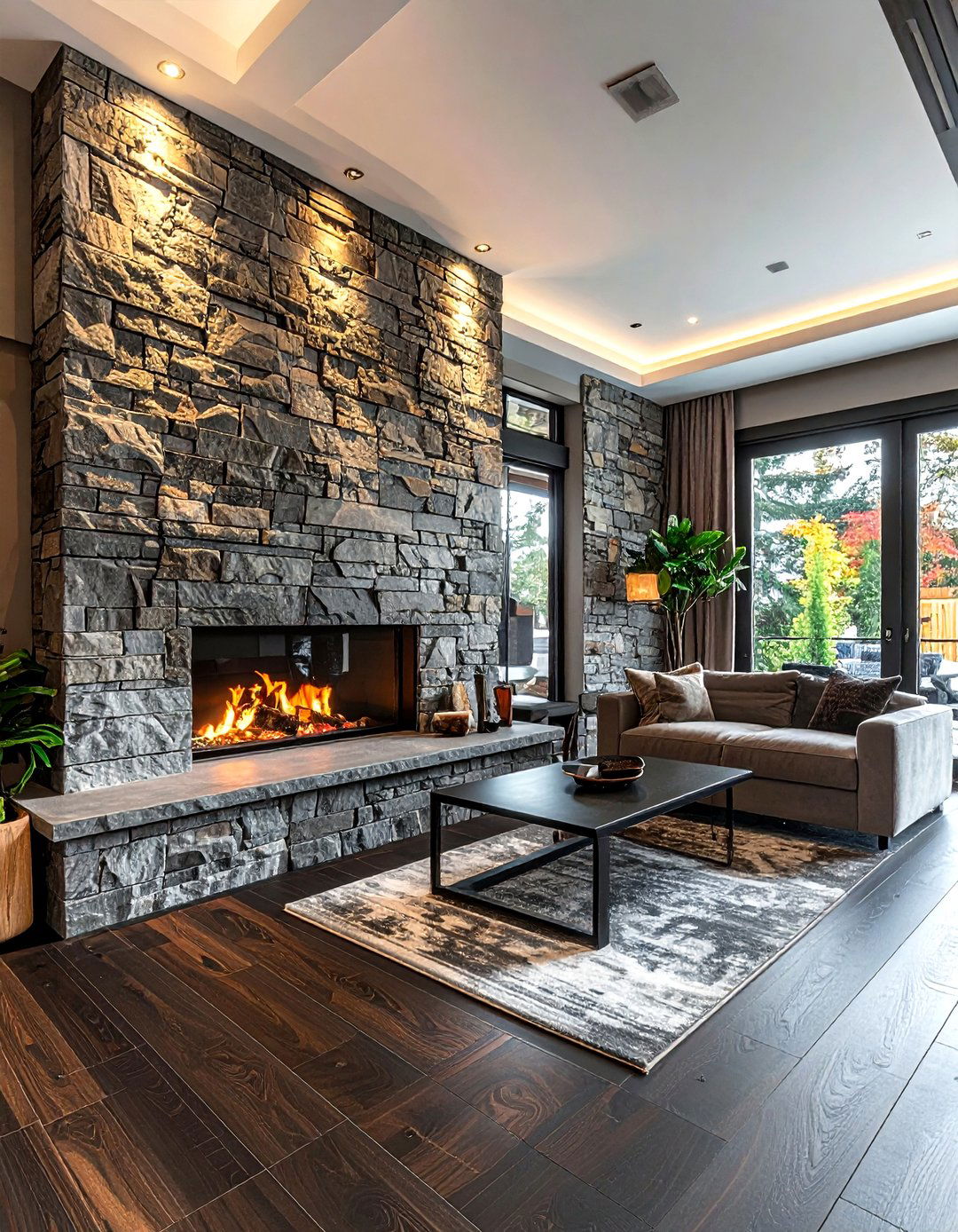 Stone Veneer - 30 living room wall ideas
