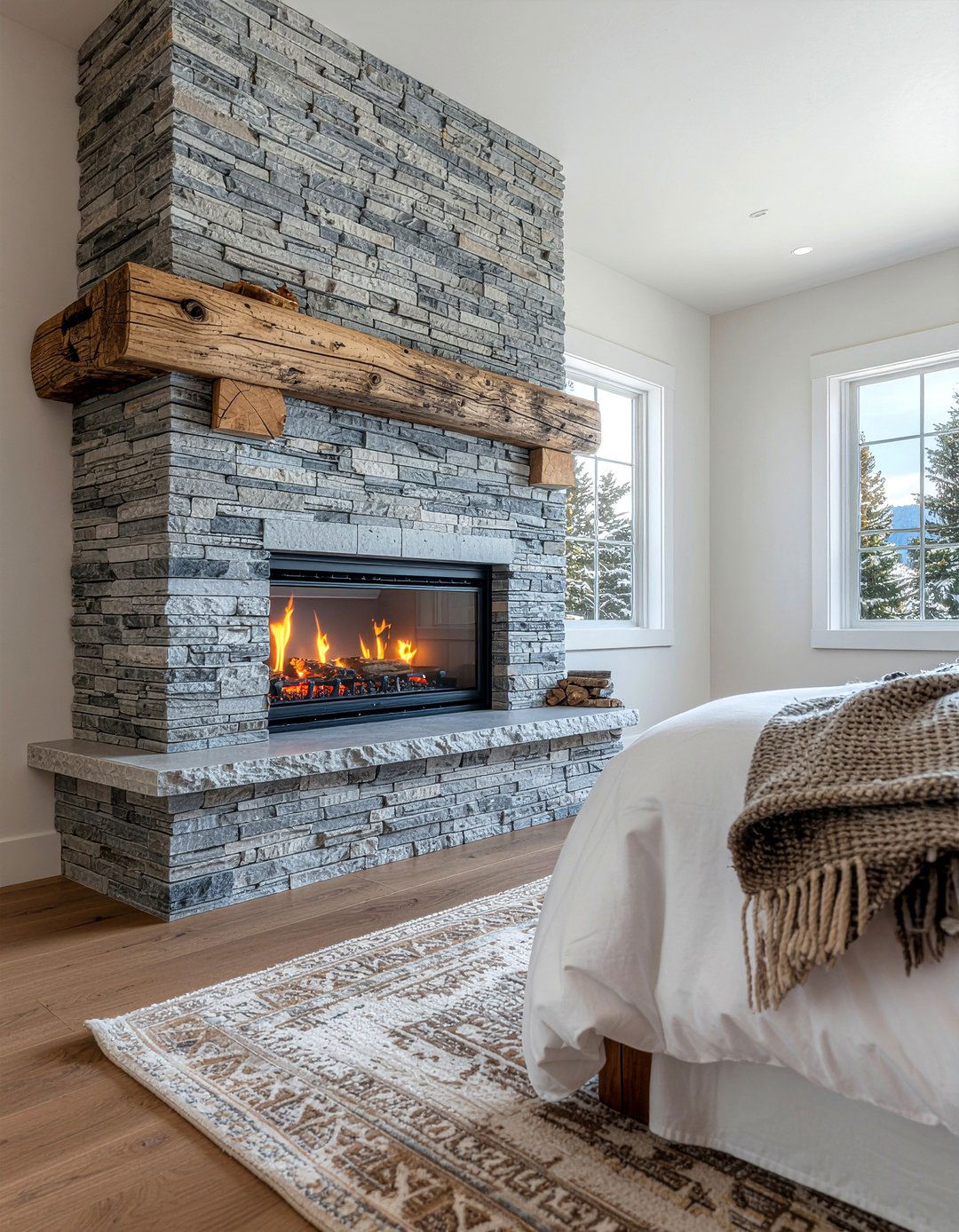Stone Veneer Electric Fireplace Bedroom - 30 bedroom electric fireplace ideas