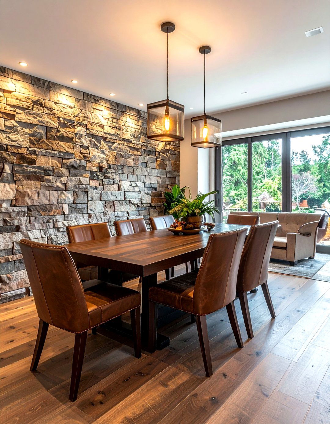 Stone Veneer Wall - 30 dining room feature wall ideas