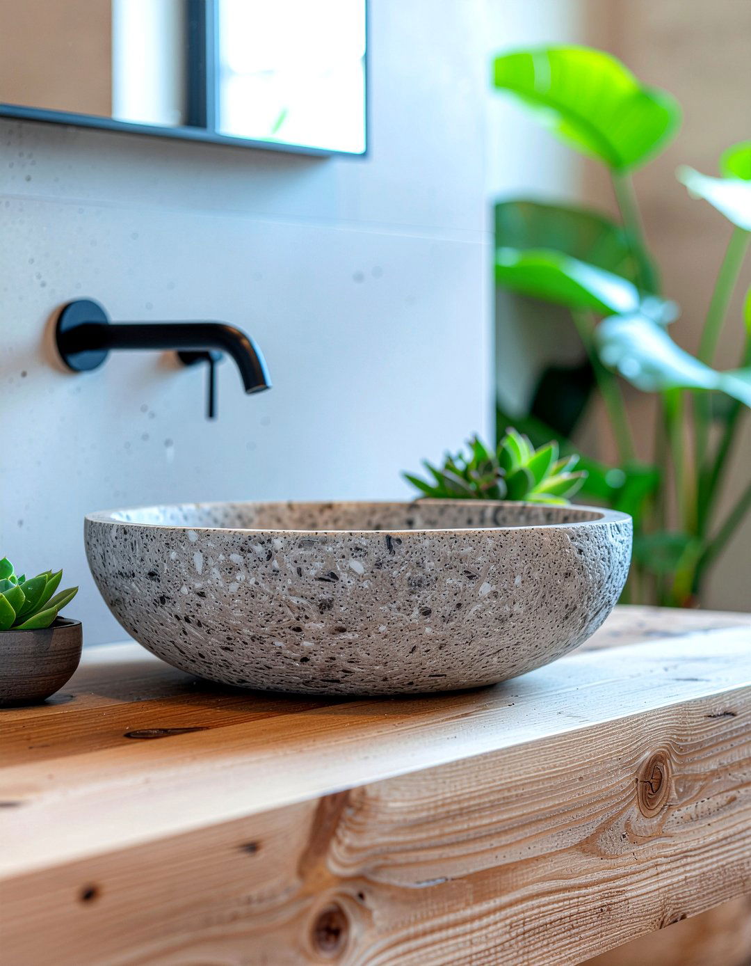 Stone Vessel Sink - 30 nature-inspired bathroom ideas