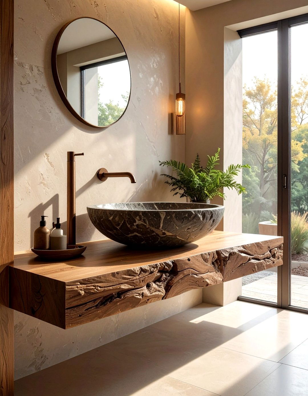 Stone Vessel Wall Sink - 30 wall-mounted sink ideas