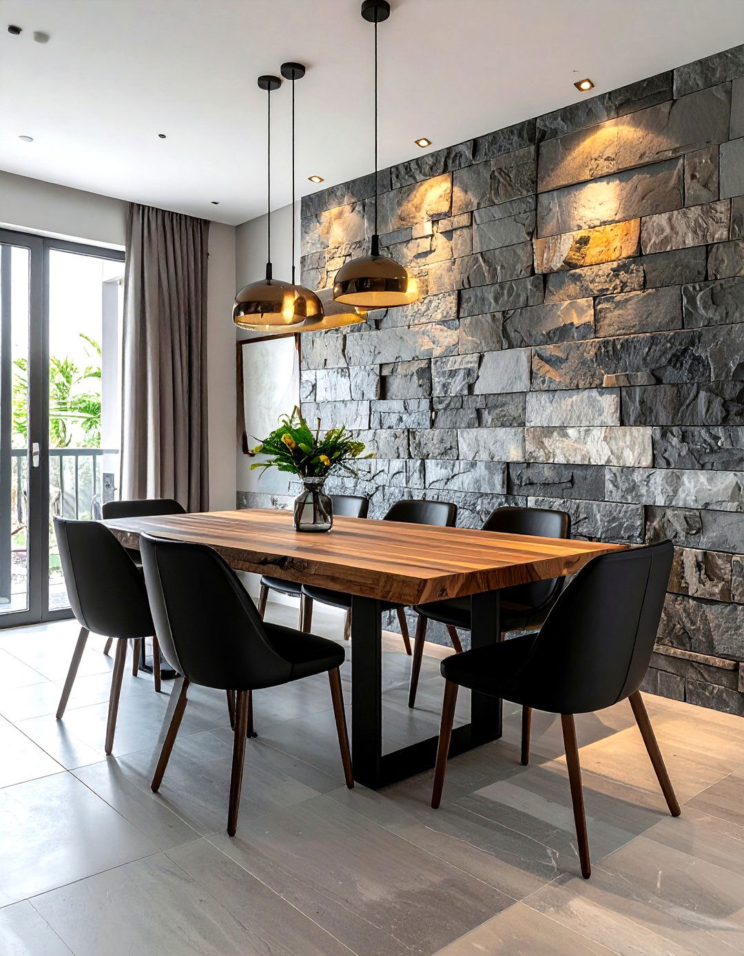 Stone Wall Dining Area - 30 Brazilian dining room ideas