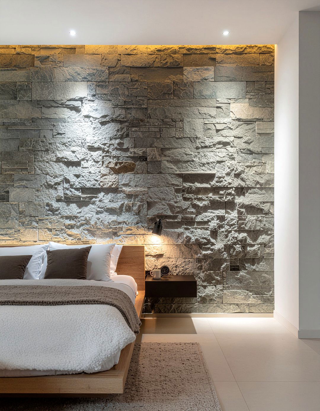 Stone Wall - 30 natural bedroom ideas