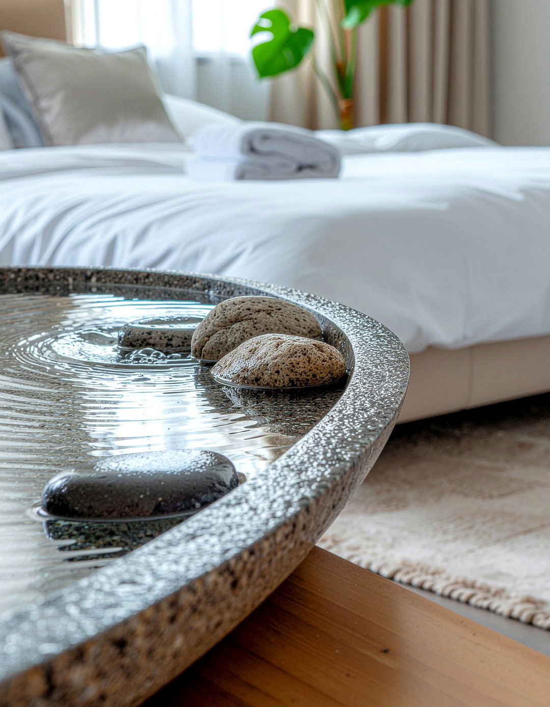 Stone Water Fountain - 30 zen bedroom ideas