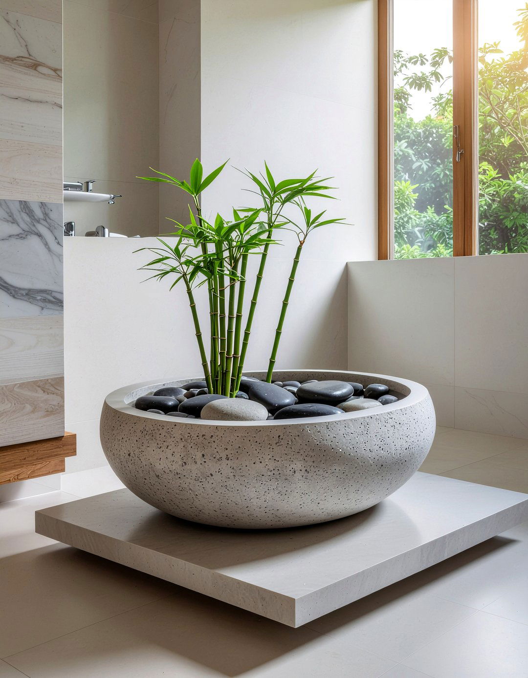 Stone Zen Planter - 30 bathroom planter ideas