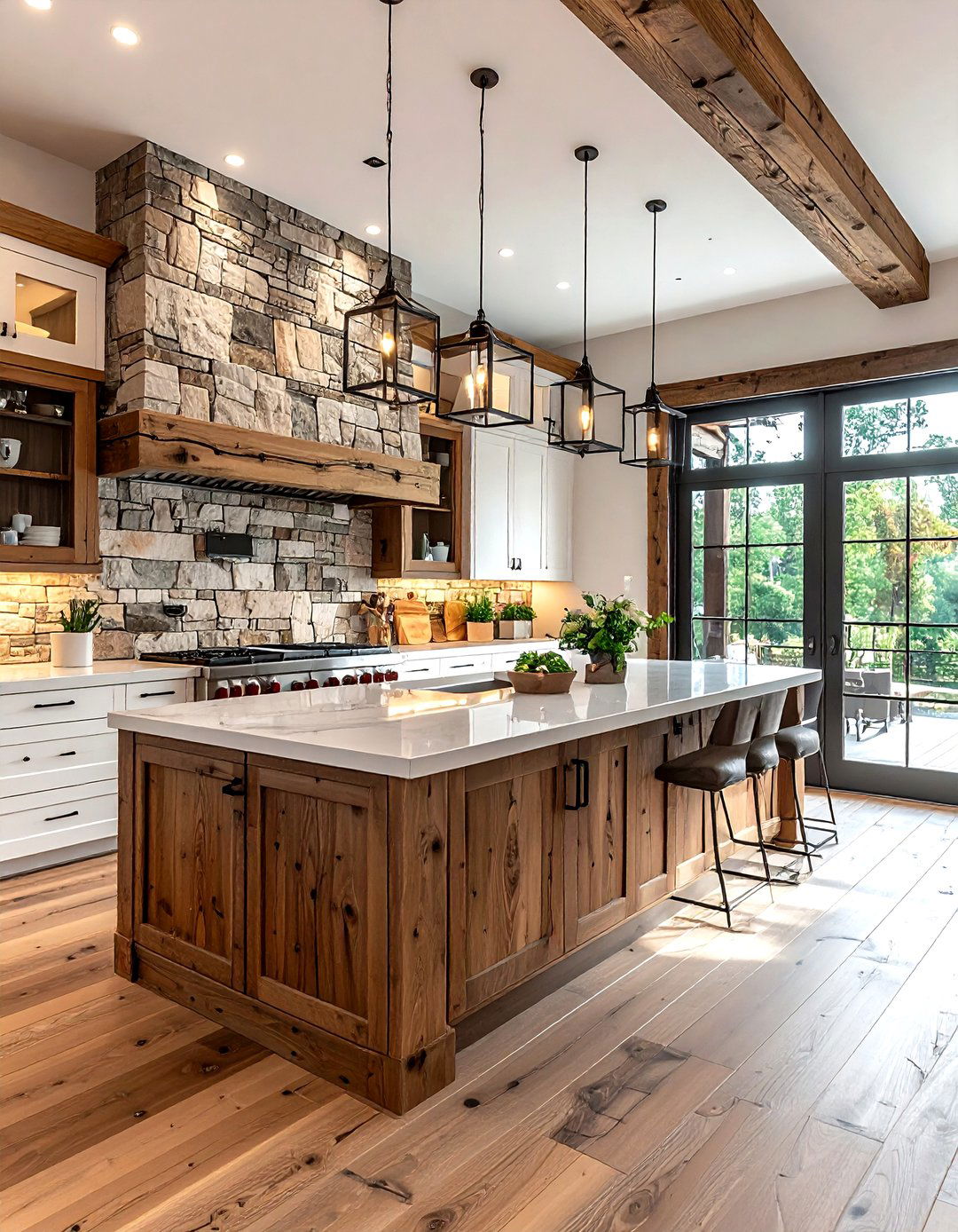 Stone accent wall - 30 ranch kitchen ideas