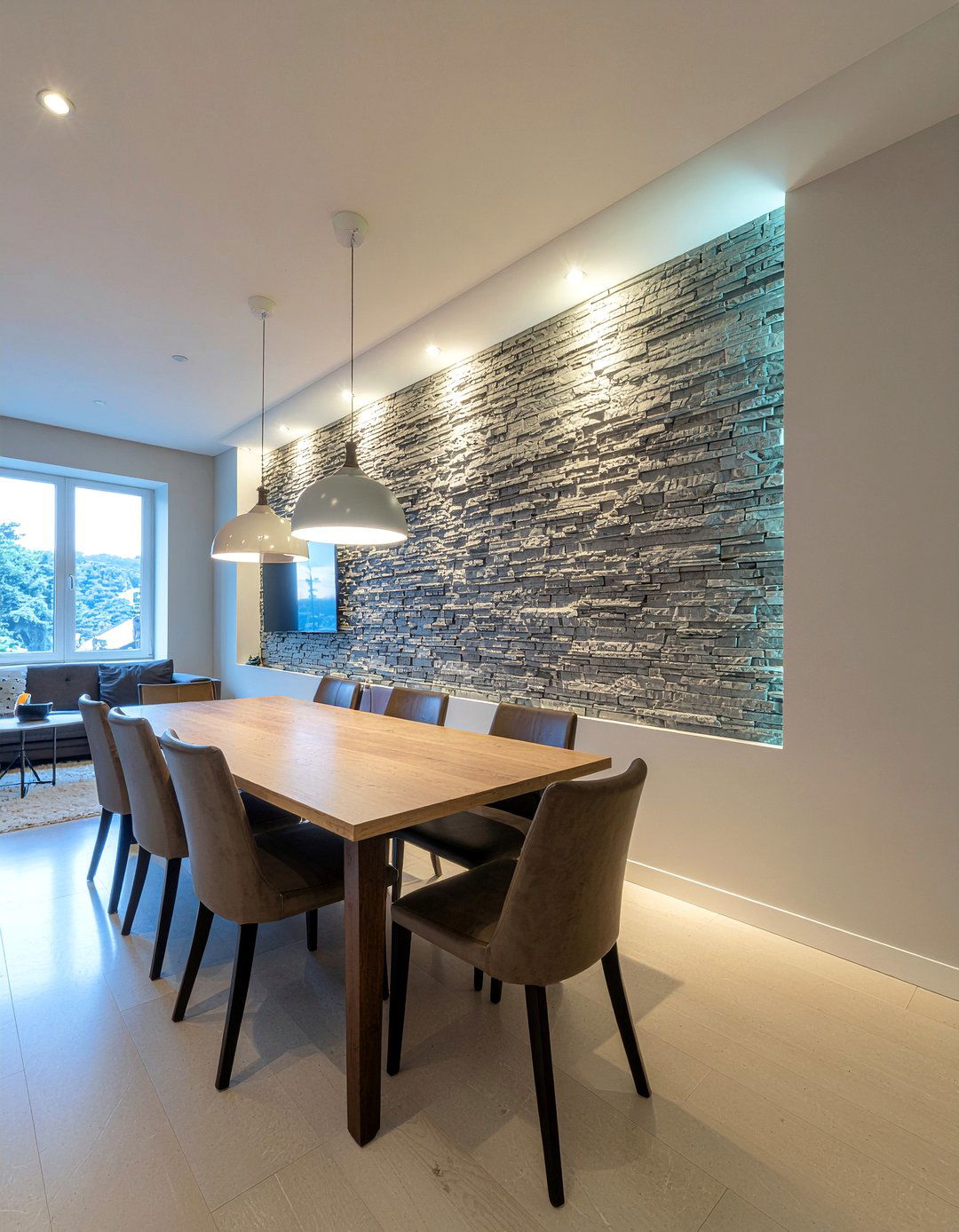 Stone accent wall - 30 dining room wall decor ideas