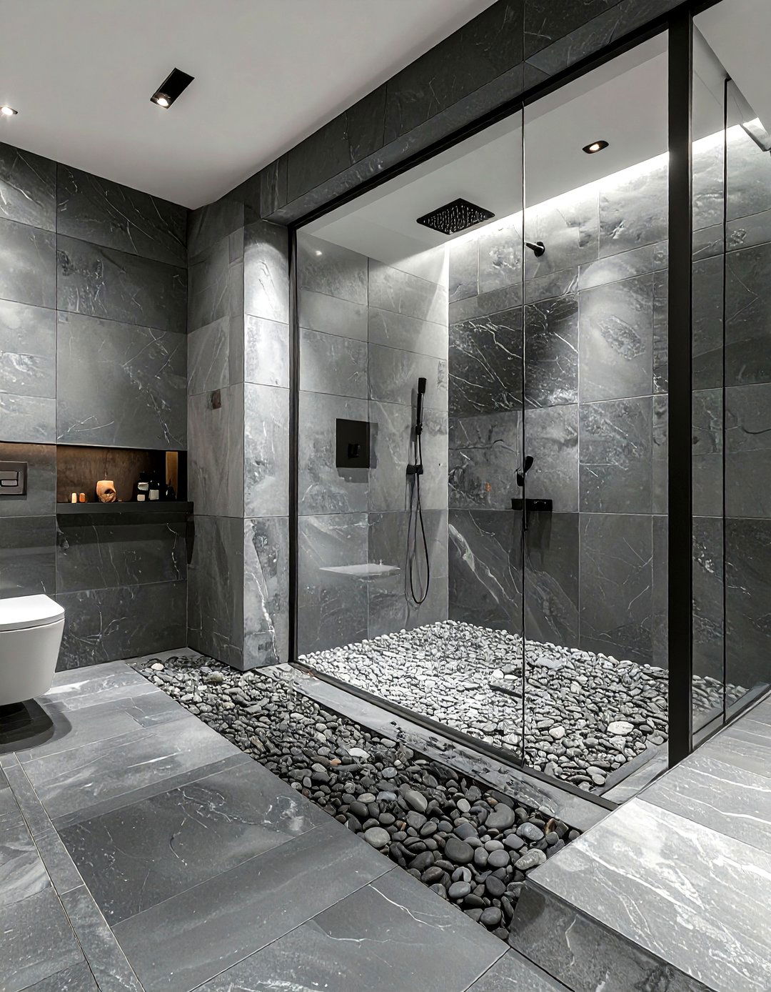 Stone bathroom floor - 30 peaceful decor ideas