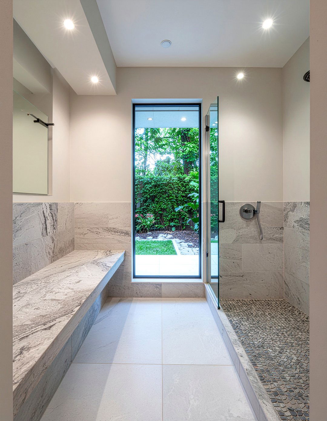 Stone effect porcelain tile - 30 floor to ceiling tile bathroom ideas