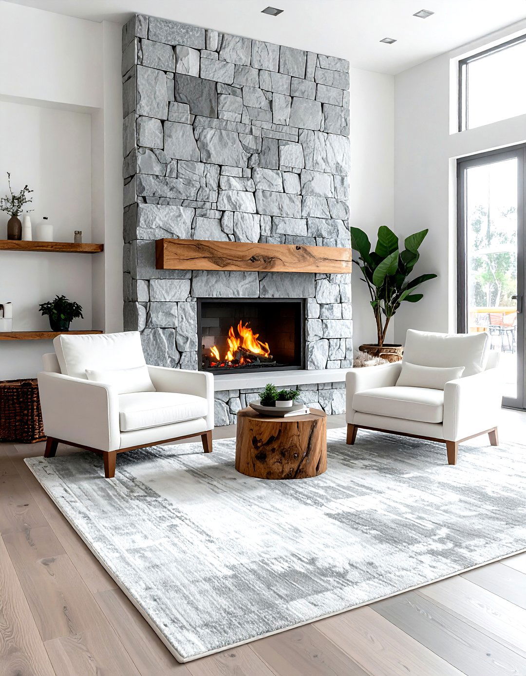 Stone fireplace - 30 sumptuous decor ideas
