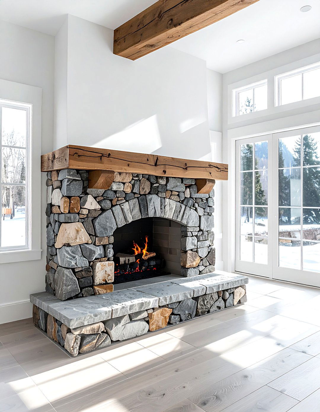 Stone fireplace - 30 lake house decor ideas