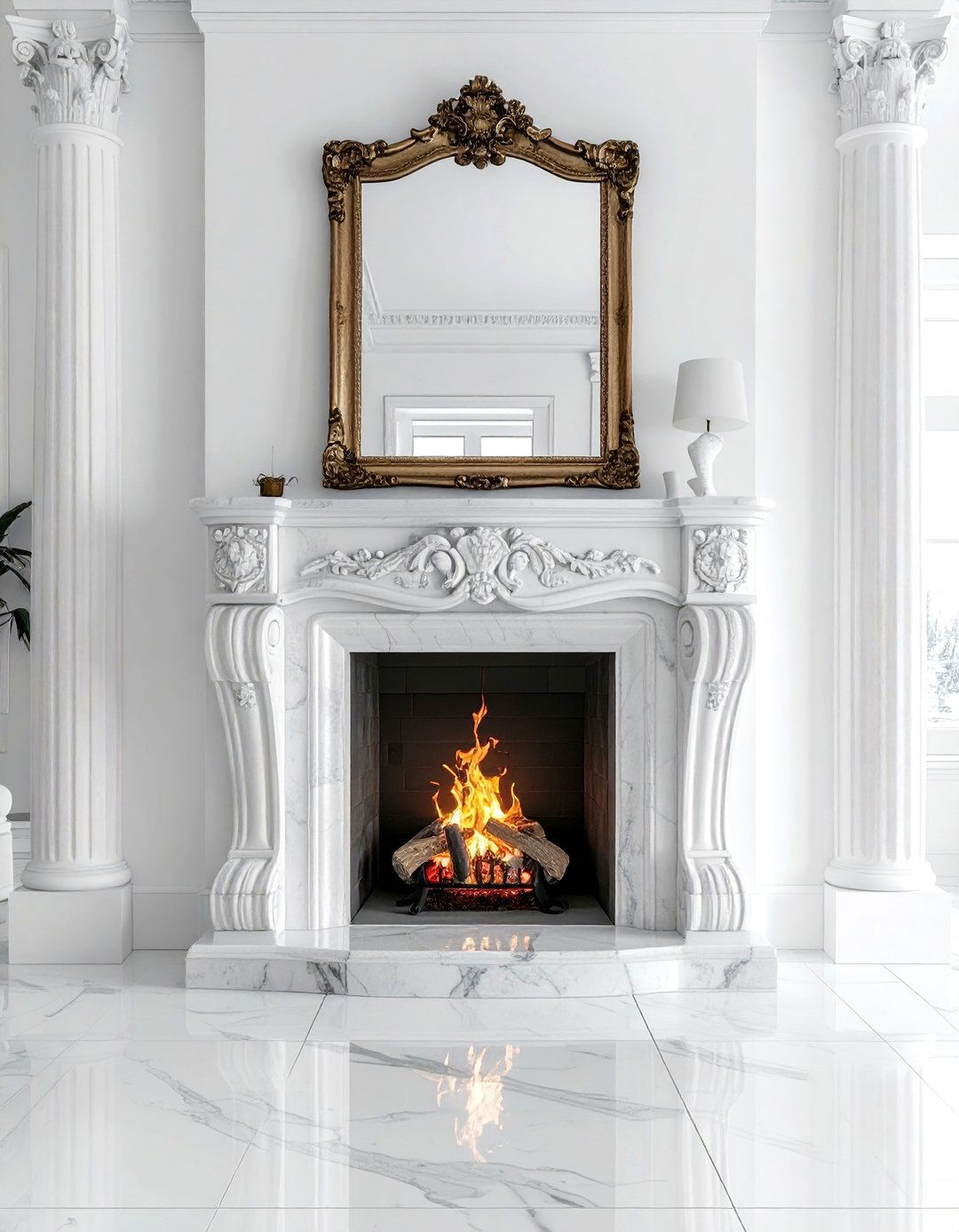 Stone fireplace mantel - 30 luxurious decor ideas
