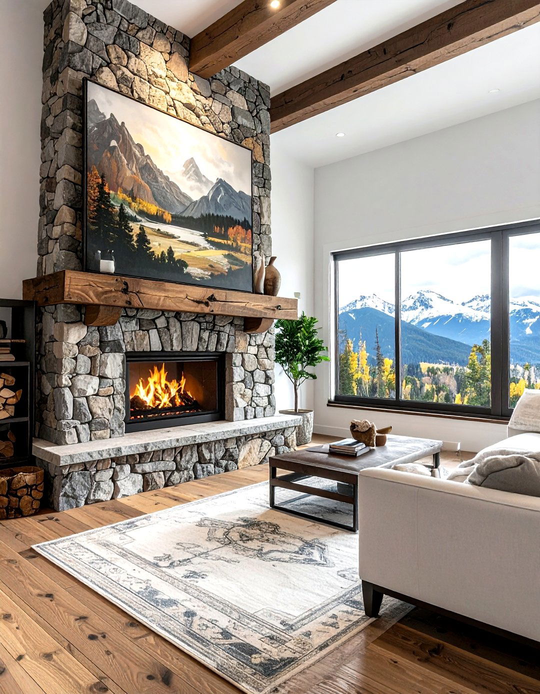 Stone fireplace mantel - 30 mantel styling ideas