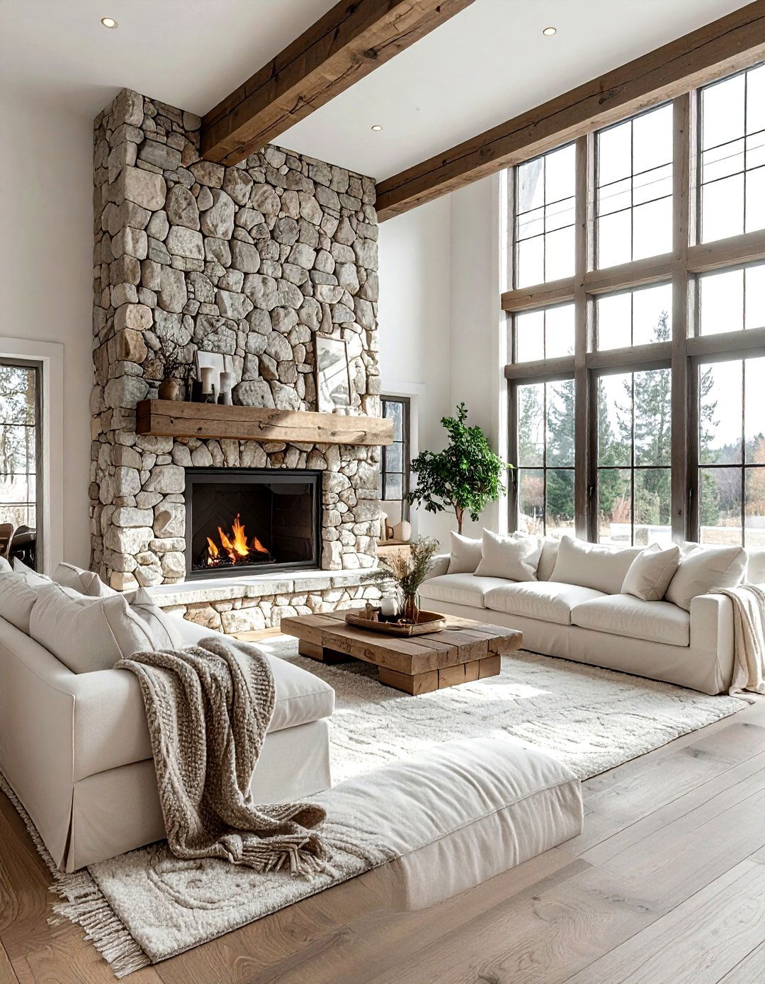 Stone fireplace surround - 30 stone decor ideas
