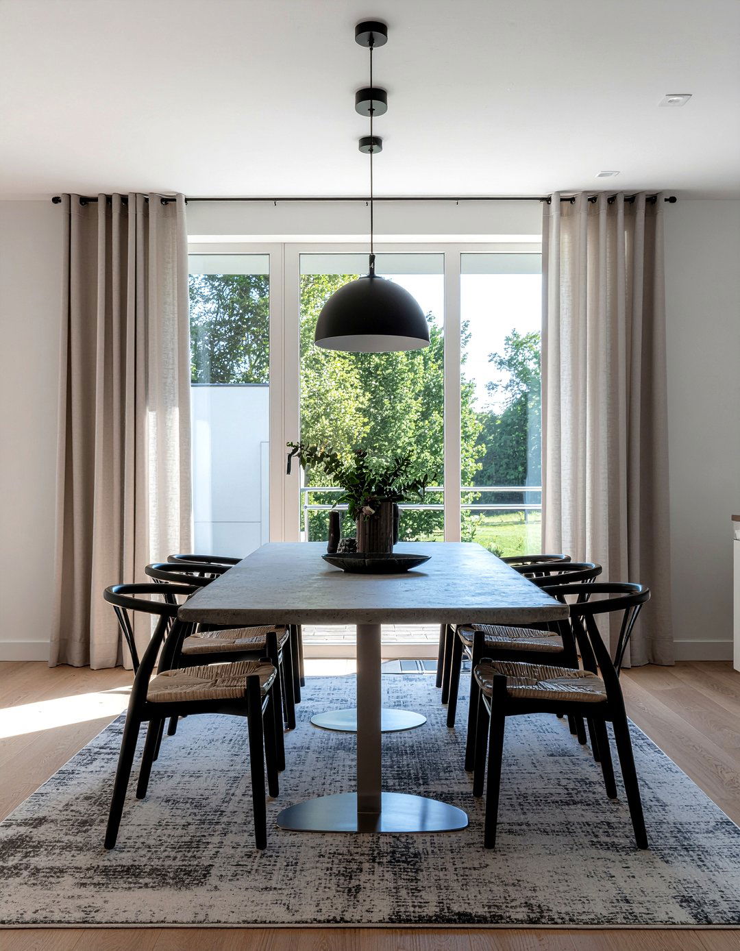 Stone gray curtains - 30 neutral curtain dining room ideas