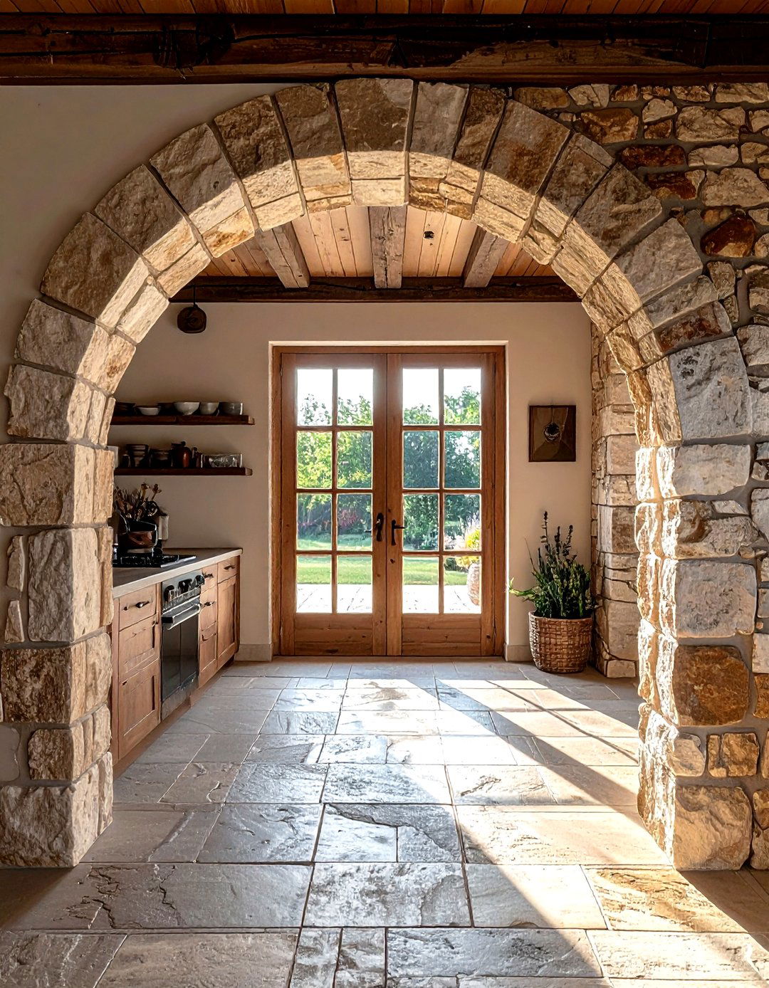 Stone kitchen arch - 30 kitchen arch ideas