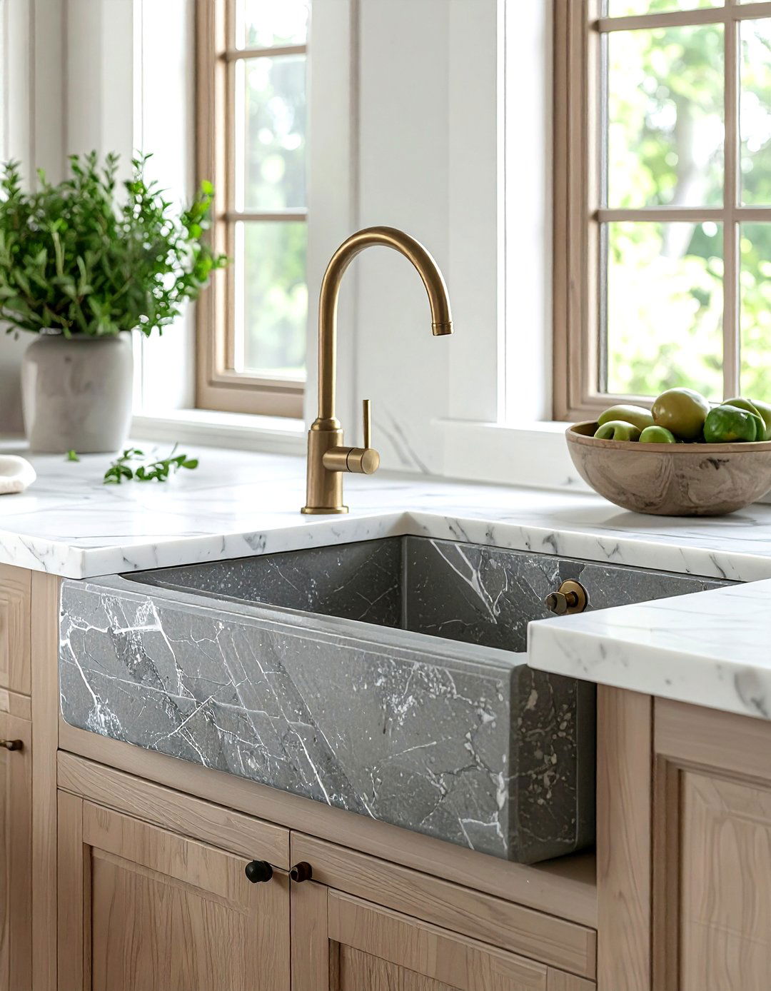 Stone kitchen sink - 30 sophisticated kitchen ideas