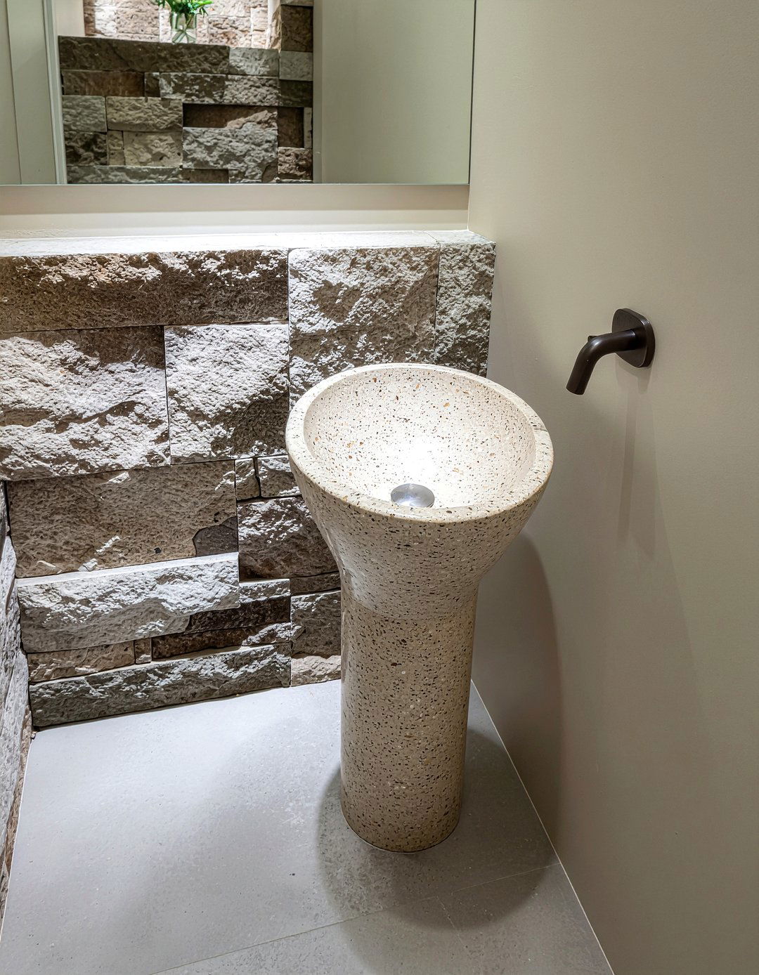 Stone pedestal sink - 30 luxury bathroom fixture ideas