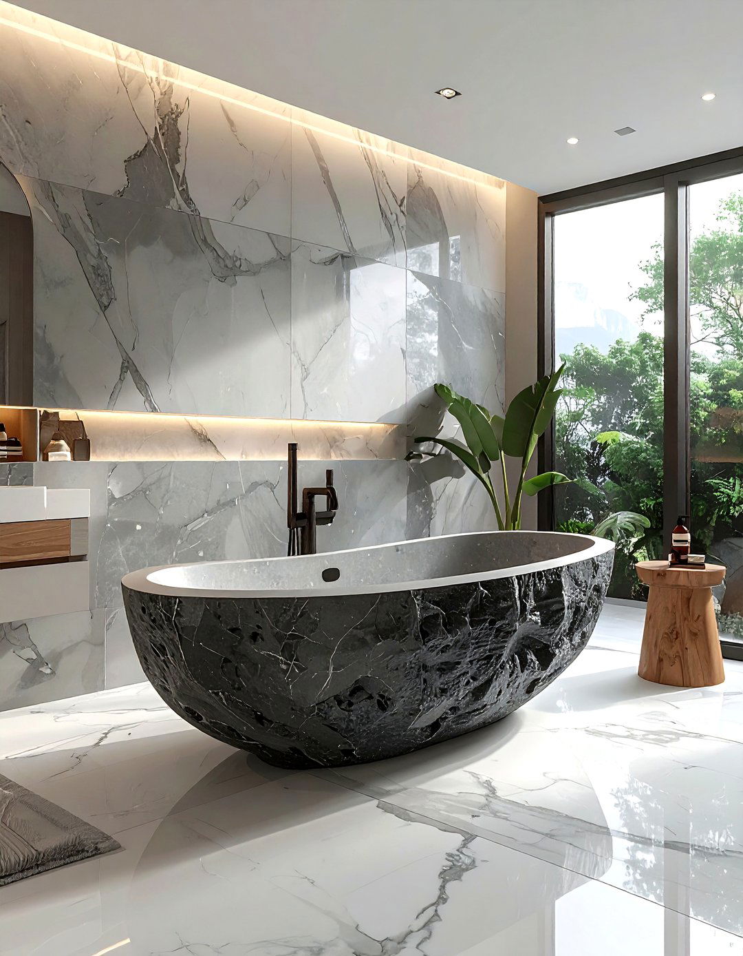 Stone soaking tub - 30 high-end decor ideas