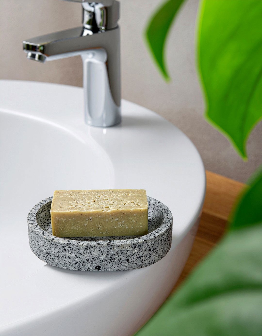 Stone soap dish - 30 bathroom countertop styling ideas